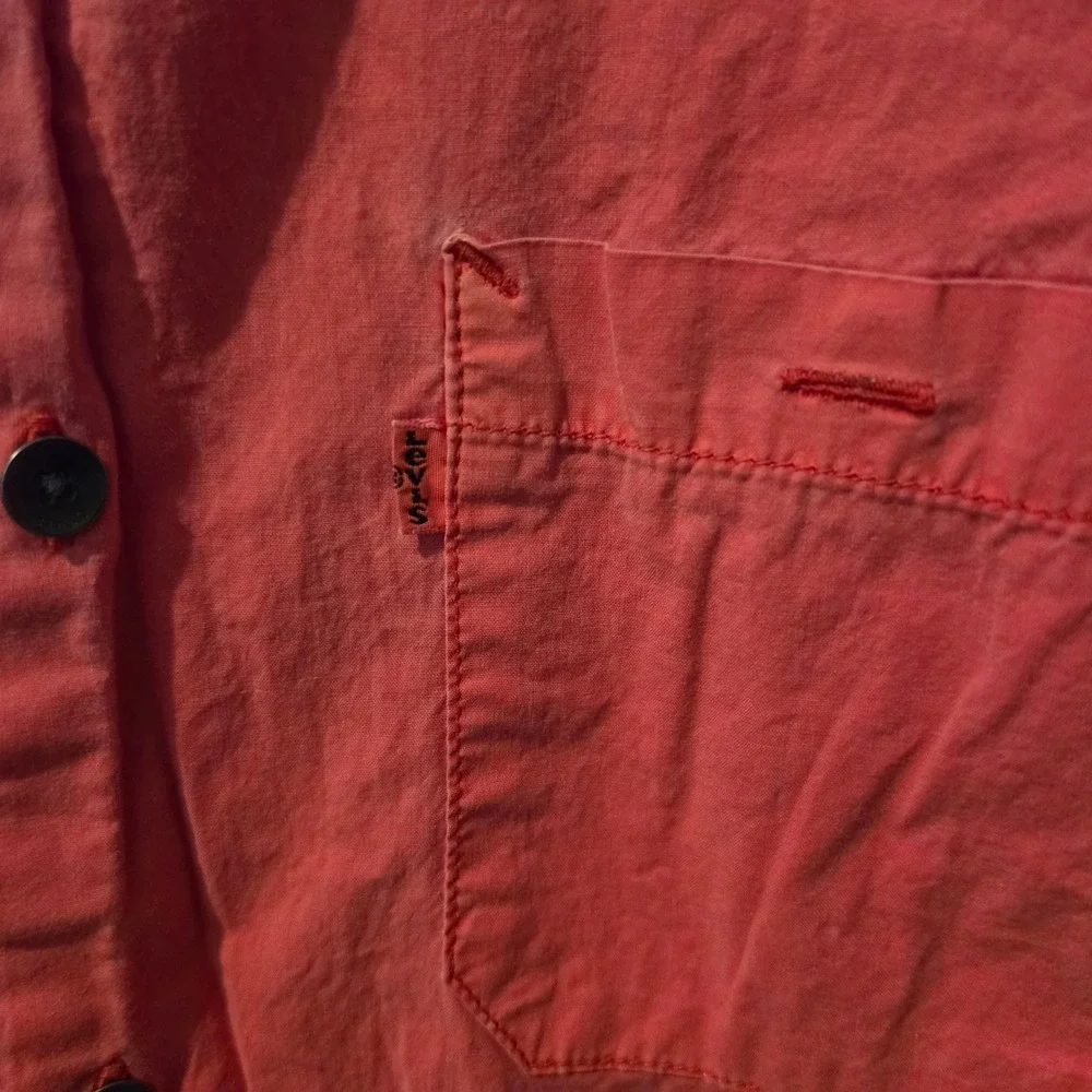 Levis Mens Salmon Pink Short Sleeve Button Down Modern Fit Shirt Size L